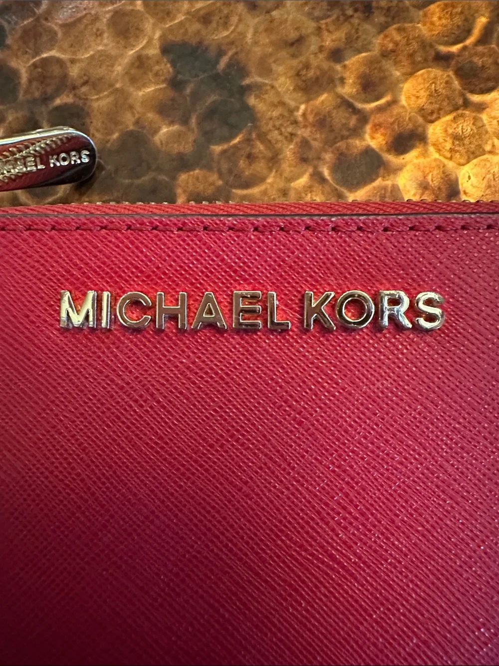 Michael Kors Top Zip Coin Wallet in Saffiano Leather with ID window and Keyring